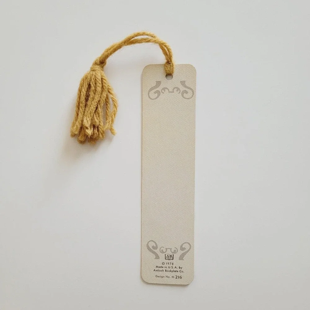 Vintage 70s sheepdog Sheep Dog Bookmark rest Tassel 1978 Antioch Bookplate H-216